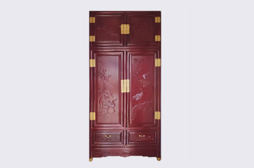 桂林高端中式家居装修深红色纯实木衣柜