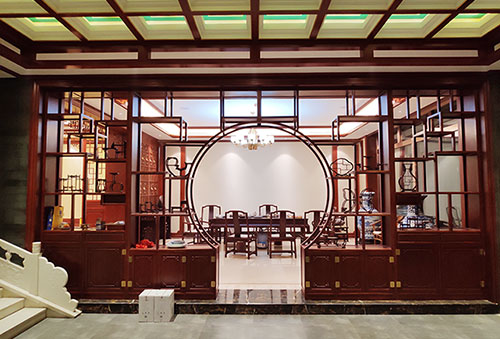 桂林中式会所装修茶桌椅摆放效果图