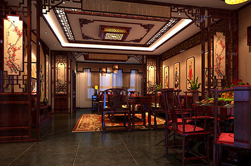 桂林夜晚下的中式室内家居住宅装修设计效果图