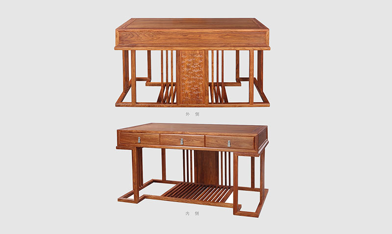 桂林 别墅中式家居书房装修实木书桌效果图