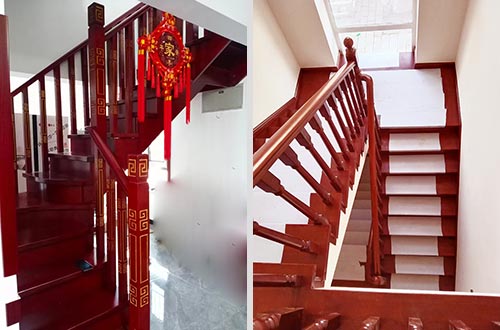 桂林自建别墅中式实木楼梯全屋定制设计效果图